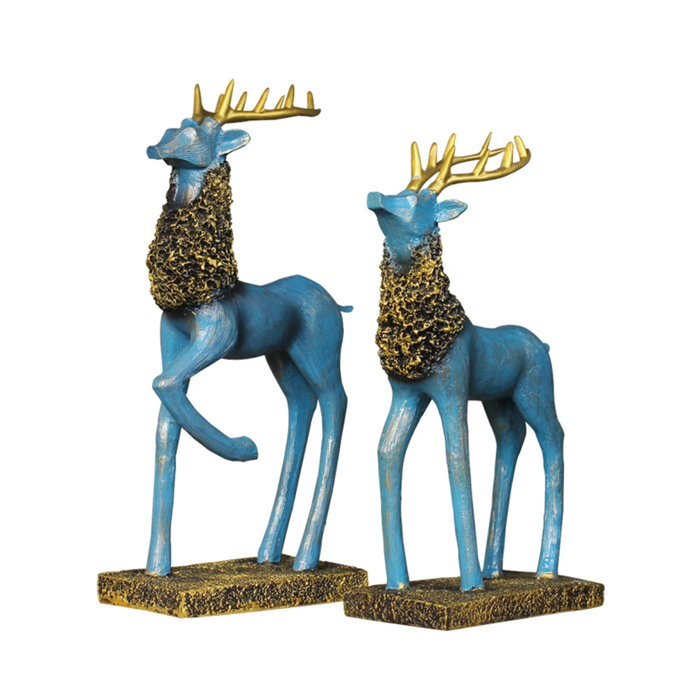 

1 Set Lovely Deer Home Decor Resin Crafts Ornaments Desktop Decoration Chic Tabletop Adornment For Living Room Home Decoration