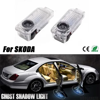 

2 pièces voiture porte logo LED lumière Laser projecteur lumières fantôme ombre bienvenue lampe pour SKODA Octavia Fabia Superb