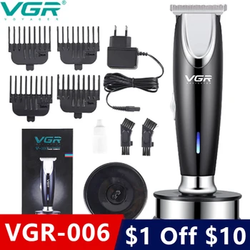 

VGR Hair Trimmer Rechargeable Electric Hair Clipper Men's Cordless Haircut Adjustable Ceramic Blade VGR-006 Barber Set