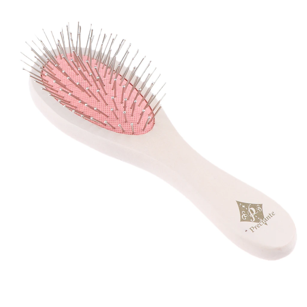 MagiDeal Oval Hair Brush With Cushioned For Managing Curls Pink+White 17 Cm