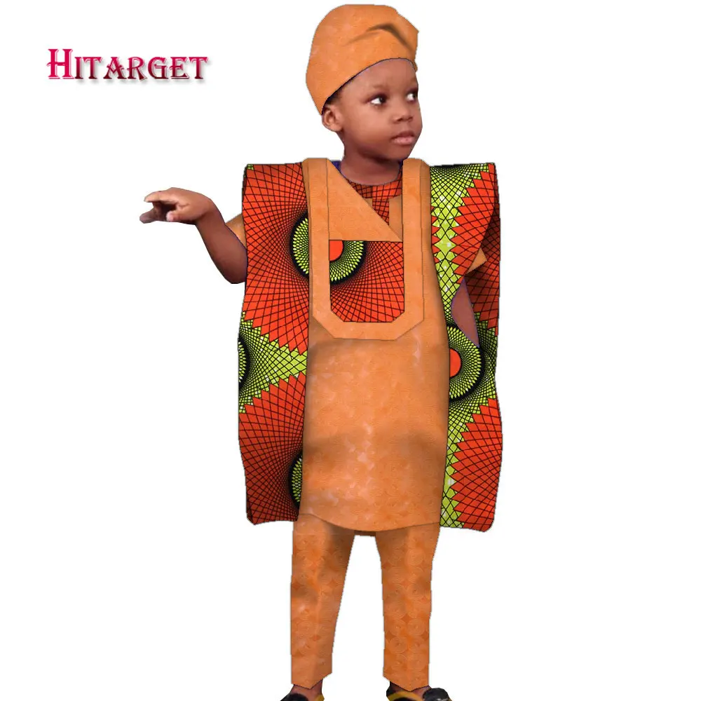 Children's Clothing African Agbada Robe Suit for Kids Patchwork Dashiki Boy Suit 4 Pcs Set Shirt Pant and Coat with Hat WYT619 formal dresses south africa Africa Clothing