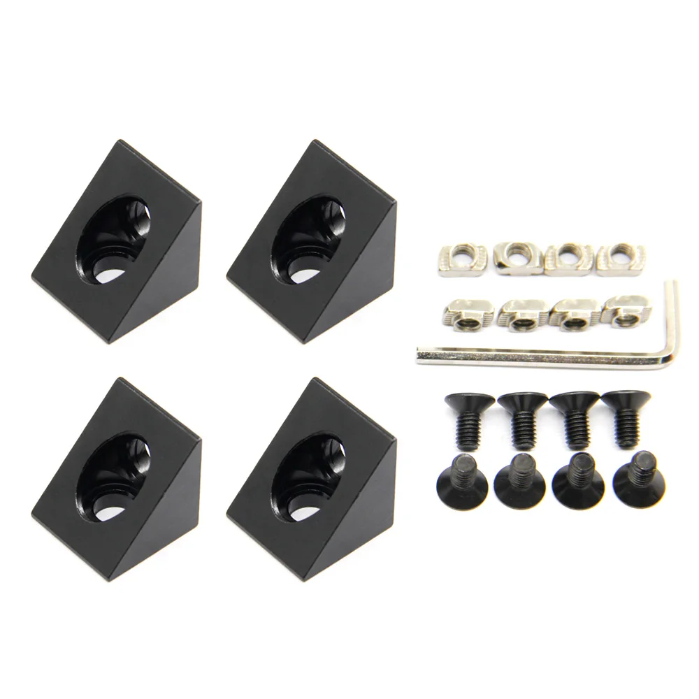 Extruded Aluminum Angle Sharp Corner Bracket Connector with Screws 2020Series for Slot6mm Aluminum Extrusion Profile Accessories