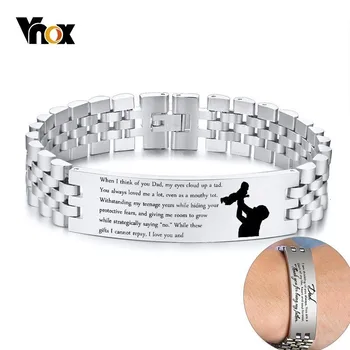 

Vnox Personalize Engrave We Will Always Remember You My DAD Bracelets for Men Tone pulseira masculina Fathers Day Gifts