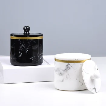 

1 Pc Marble Pattern Cotton Swab Storage Box Toothpick Storage Box with Lid
