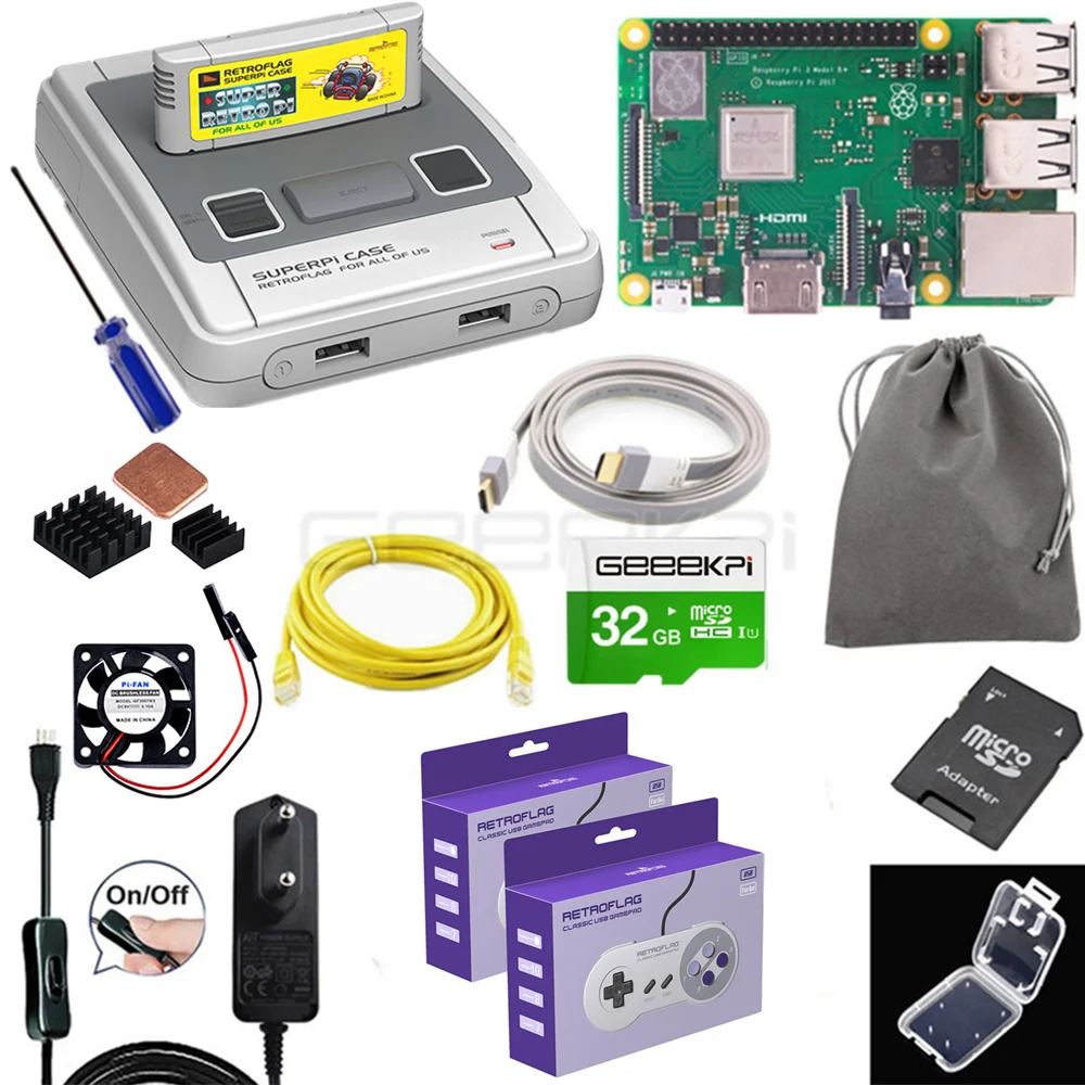 Оригинальный чехол GeeekPi Retroflag SUPERPi J NESPi с дополнительным игровым контроллером