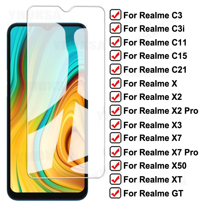 9D Protective Glass For Realme C3 C3i C11 C15 C21 GT Neo Tempered Screen Protector For Realme X X2 X3 X7 X50 Pro XT Glass Film mobile screen protector