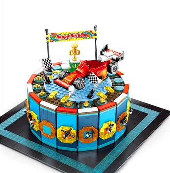 

676+Pcs Racing Car Cake Building Block Model Birthday Cake Toys Plastic Blocks Assembly Toys For boys Kids Birthdaty Gift
