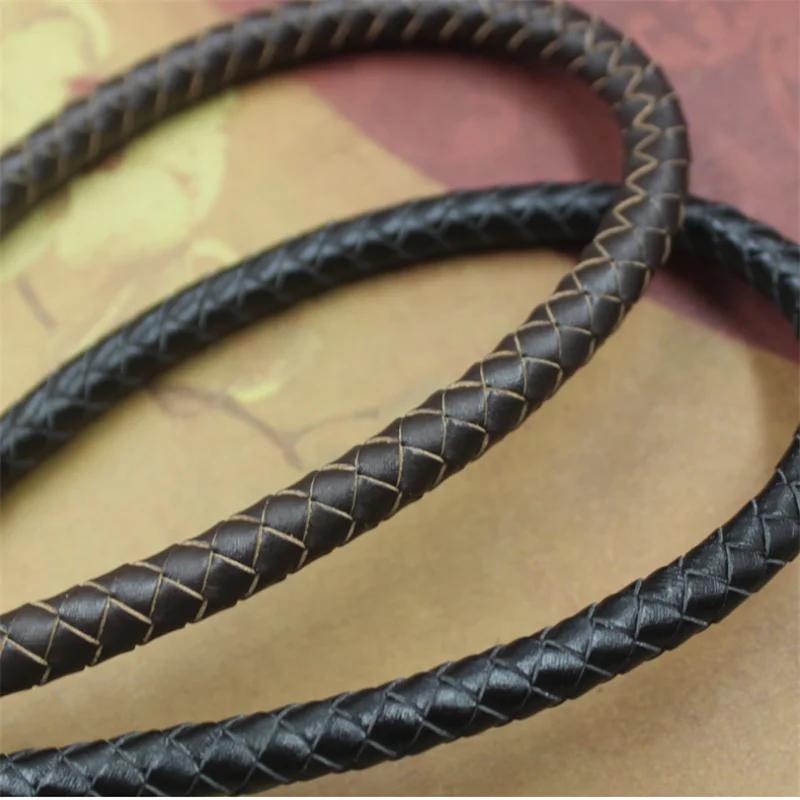 1 м длина 8 мм круглая плетеная натуральная кожа шнур черная коричневая коровья кожа шнур веревочный браслет бижутерия своими руками изготовление