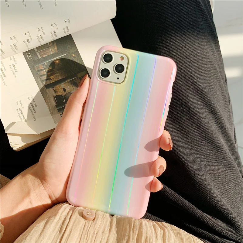 Мраморный лазерный градиентный цветной чехол для телефона для iphone 11Pro Max чехол X XR XS Max 7 8 6 6S Plus Глянцевая мягкая IMD Силиконовая задняя крышка