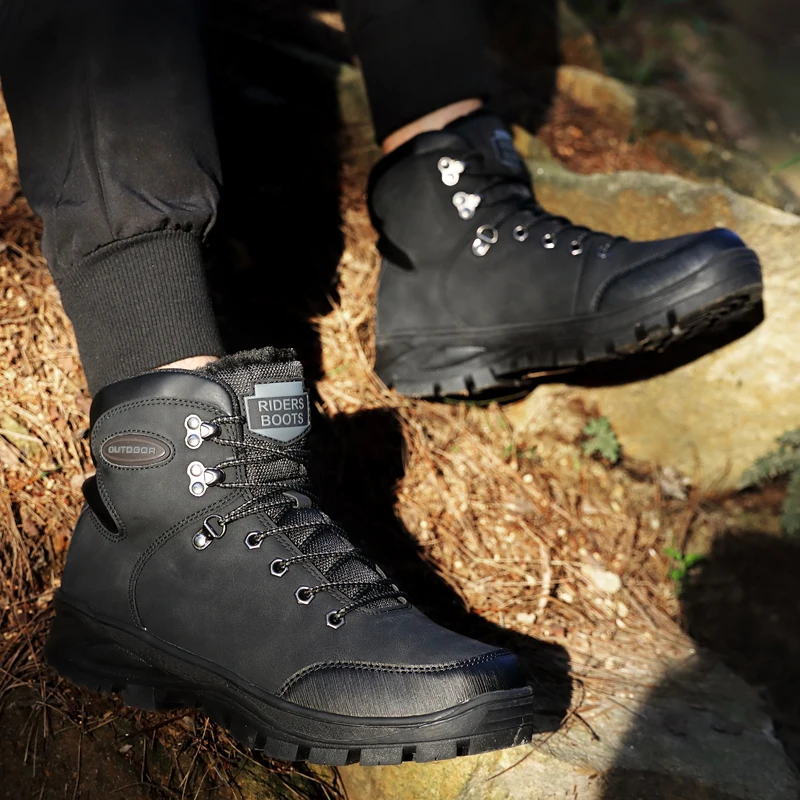 Уличные мужские водонепроницаемые походные сапоги кожаная обувь альпинистские мужские ботинки тактические Теплые ботильоны треккинговые мужские зимние ботинки