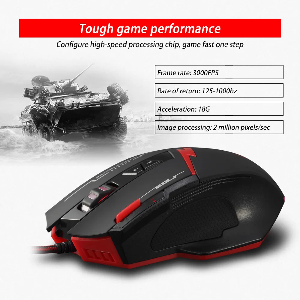 Zelotes C-8 программируемые 8 кнопок светодиодный USB оптическая игровая мышь Мыши 2500 dpi 8 одиночных клавиш для Windows mac os 125-1000 Гц 1,8 м