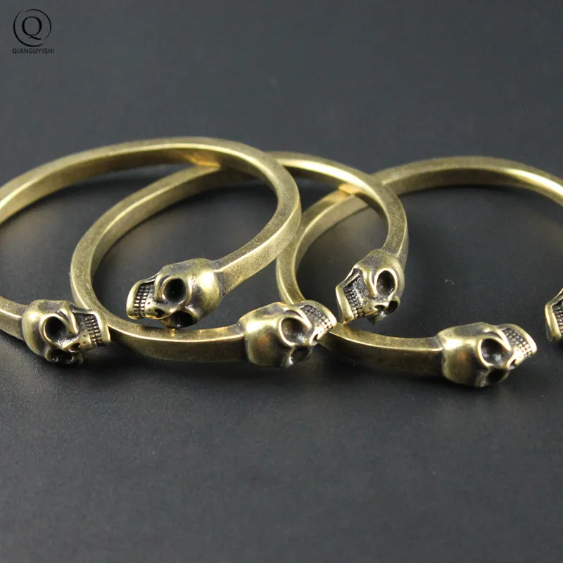Punk Brass Skull Bangle Bracelet