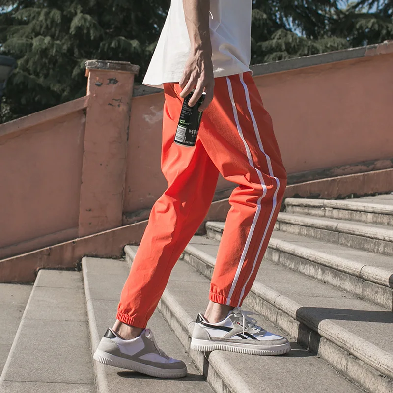 

Hong Kong Style 2019 Autumn New Style Contrast Color Ribbon Ankle Banded Pants Harem Pants Trousers Fashion Man K1990 P40