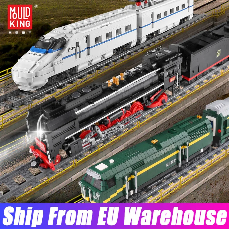 Mould King Technical City Steam Train With Rail Set Building Blocks RC Electric CRH2 High-Speed Trains Assembly Bricks Kids Toys | Игрушки и