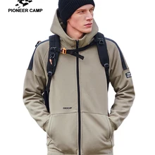 Пионерский лагерь мужские куртки и пальто Зимние теплые флисовые толстые с капюшоном черный хаки Мужская куртка AJK908159
