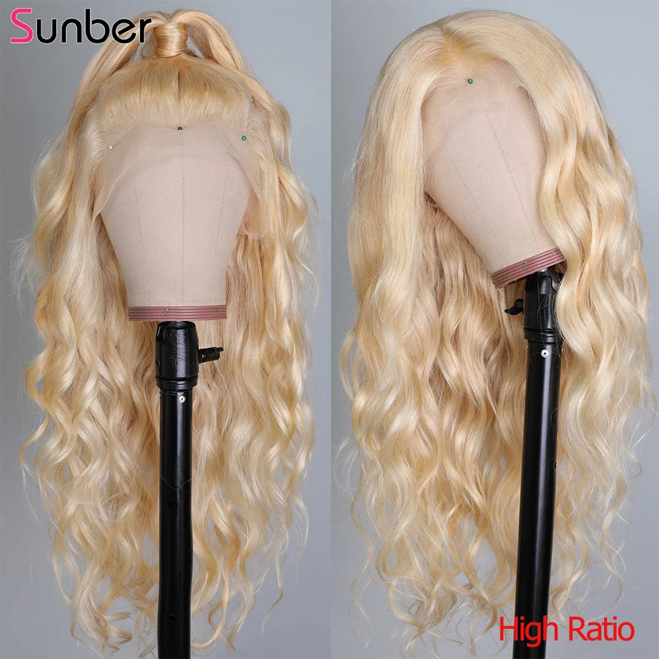 Sunber Hair, 613 блонд, объемная волна, парик на кружеве для женщин, remy hair 13x4/6, плотность 150%, бразильский предварительно выщипанный прозрачный парик на шнурке