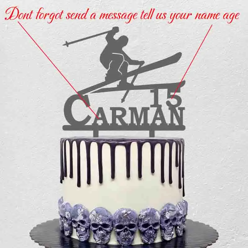 Personalized Skiing Cake Topper Custom Name Age Man Skiing Silhouette  Winter Skiing Fans Birthday Party Cake Decoration Topper - AliExpress