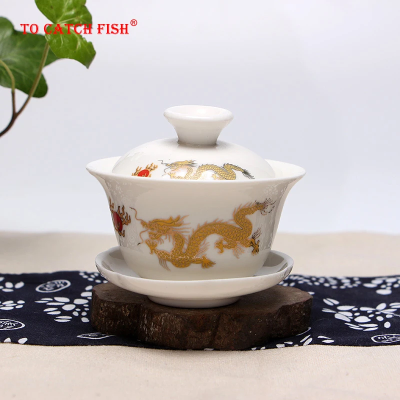 Высококачественный чайный сервиз gai wan из костяного фарфора Dehua gaiwan для
