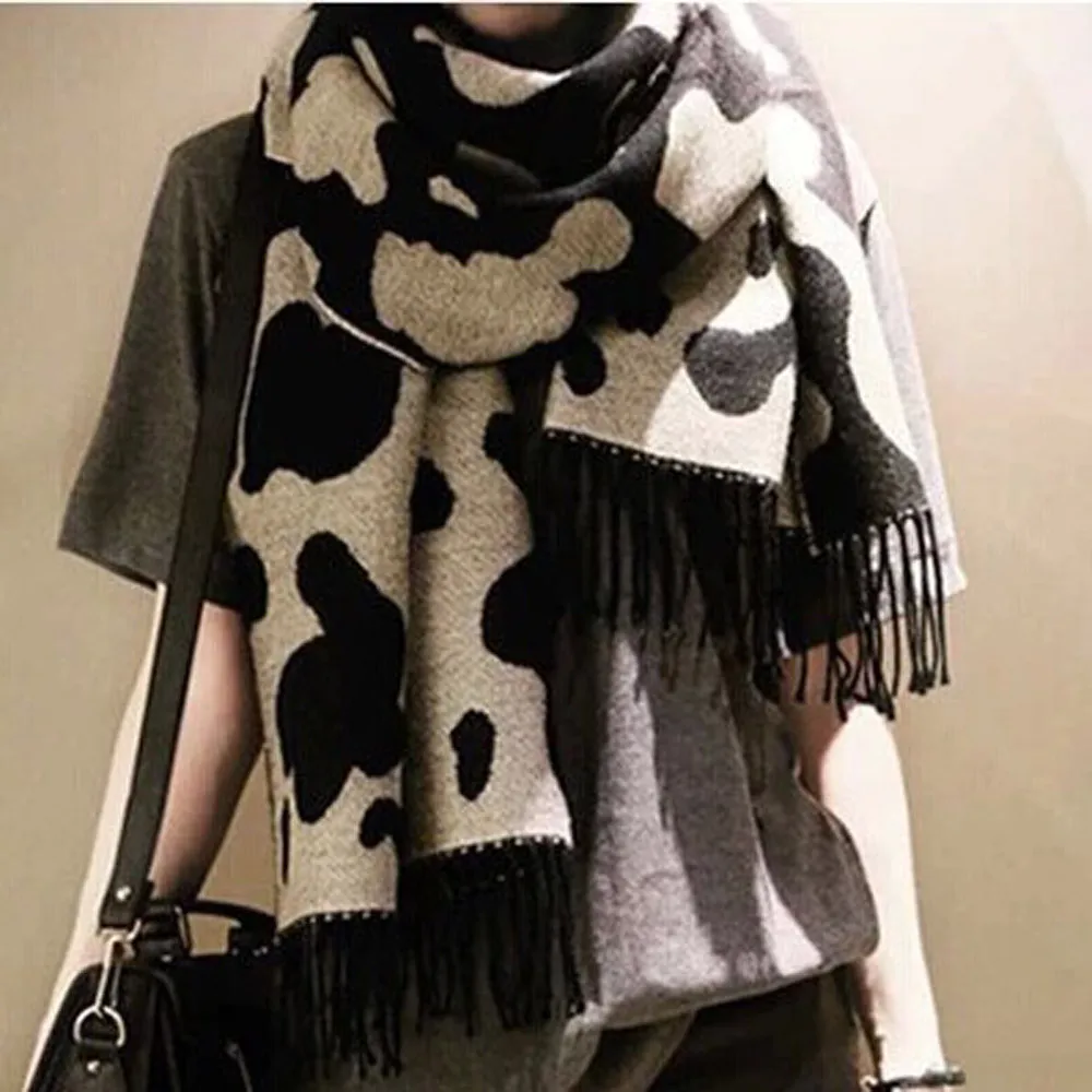 

2020 new autumn Winter Women's Winter Warm New Cow Leopard Print Cashmere Scarf Shawl Multi-Purpose Soft Long Neck Scarf#11