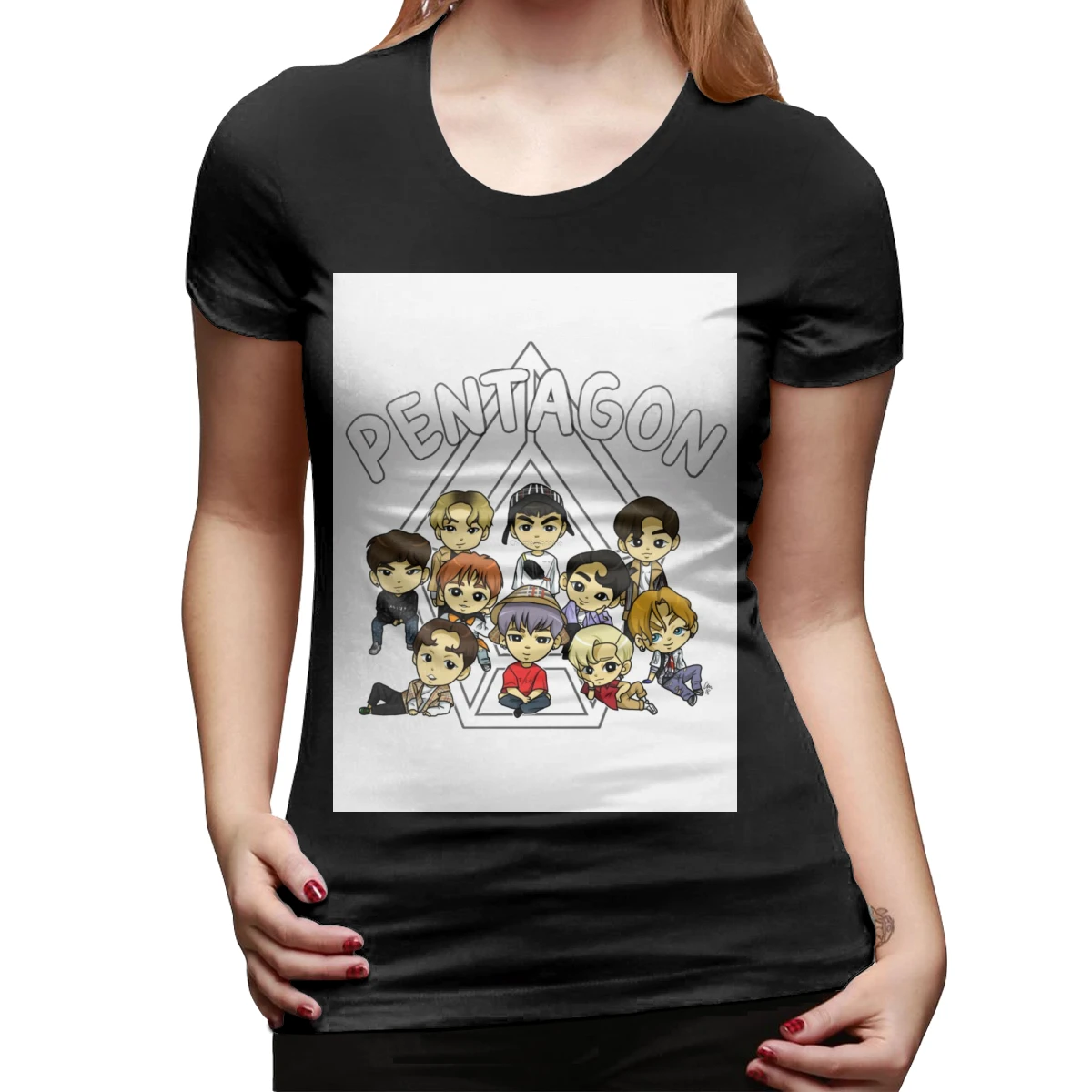 

Pentagon Kpop T-Shirt PENTAGON Shine T Shirt Short-Sleeve Large Women tshirt Simple Printed Ladies Tee Shirt