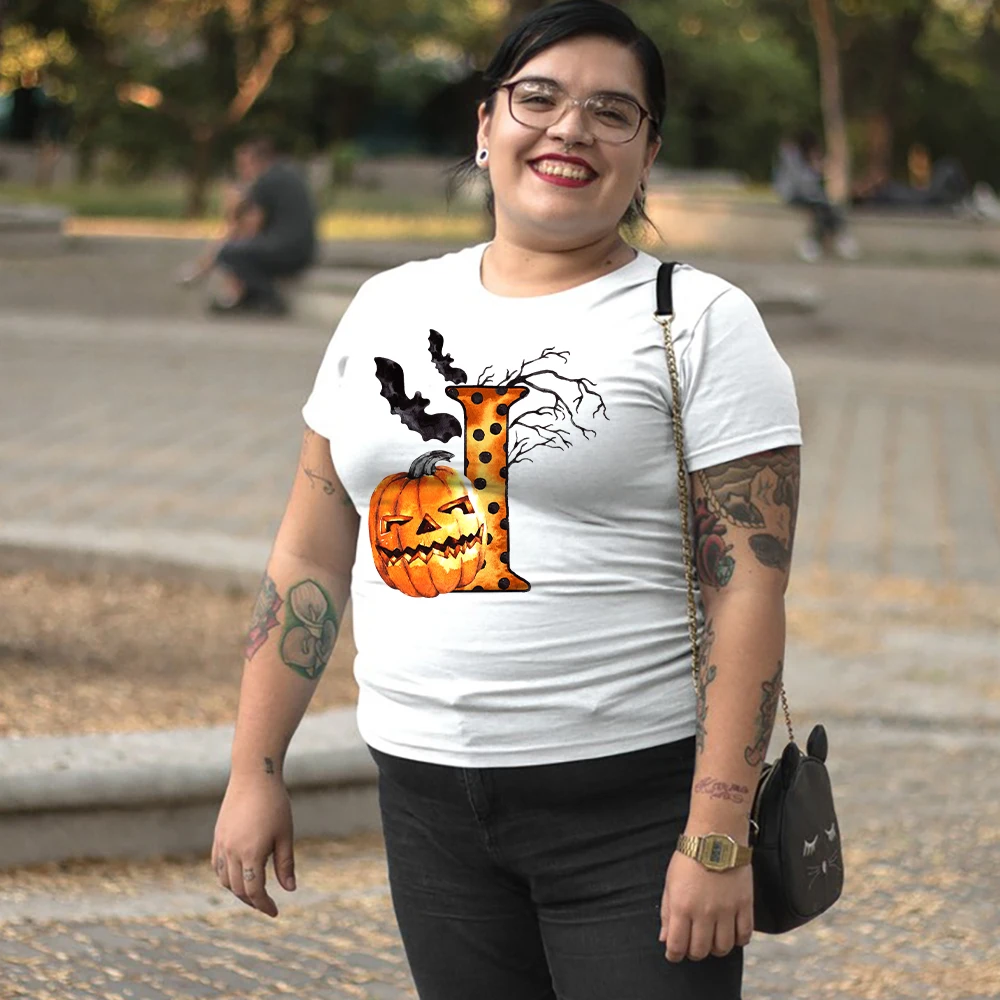 Tanie Dynia Halloween koszulki spersonalizowane litery moda letni Top Unisex ubrania