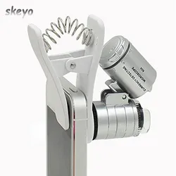 Microscope loupe de téléphone à Clip 60X avec lumières LED / UV pour téléphones intelligents universels IPhone Samsung HTC Blackberry Nokia 