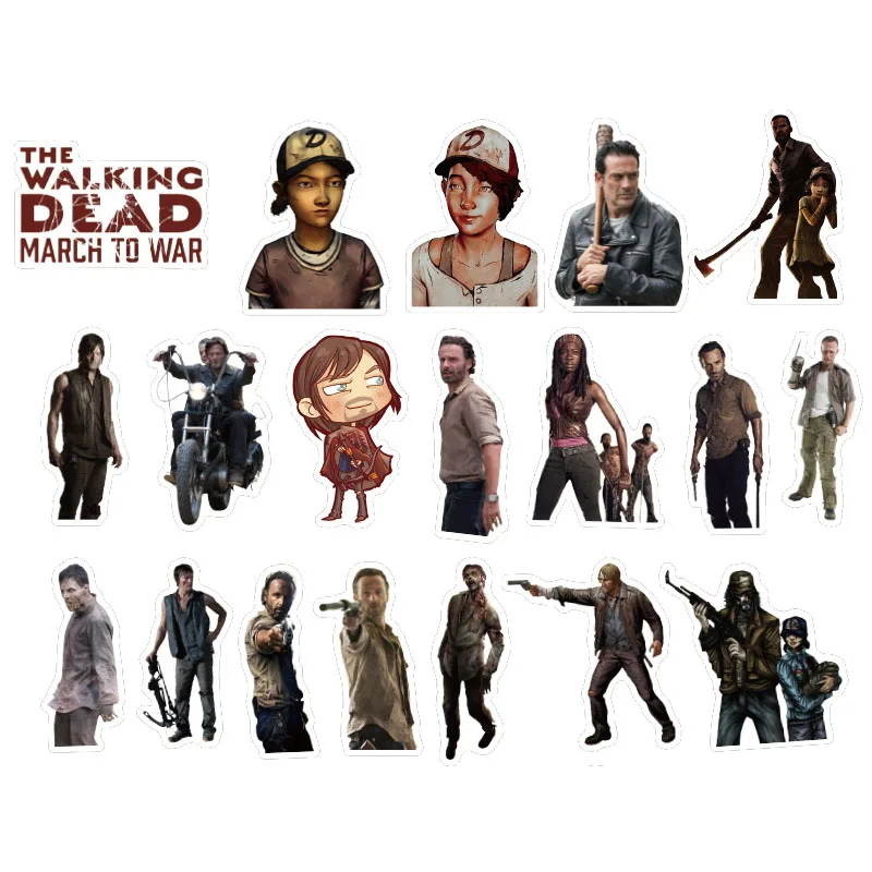 50Pcs Walking Dead Vintage Action Movie Stickers For Scrapbooking Laptop Phone Motorcycle Skateboard Luggage Toy Sticker Decals