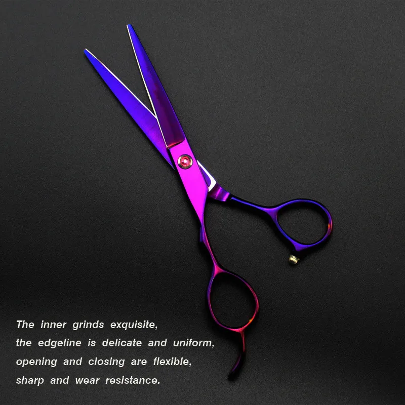Description Picture 6 of itemCustomize logo Japan 440c Left hand 6 inch purple cut hair scissors cutting barber haircut thinning shears Hairdresser scissors