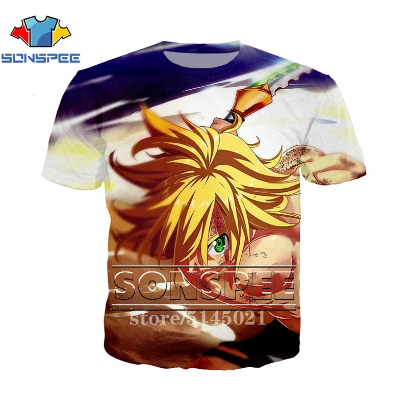 SONSPEE/Новинка, футболка с принтом из аниме «Seven Deadly Sins Nanatsu No Taizai» в стиле хип-хоп, 3d принт, уличная одежда, Harajuku, футболки, забавная футболка S2603 - Цвет: 5