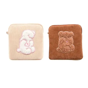 

Portable Corduroy Sanitary Towel Storage Case Makeup Bag Holder Napkin Pad Organizer Coins Purse Handbags