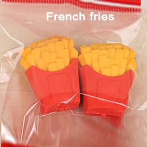 1PCS-French fries SOVAWIN 1 шт. милый ластик Kawaii Мороженое гамбургер картофель фри Хот дог Школа Офис коррекции детский ластик игрушка детский подарок - Цвет: 1PCS-French fries