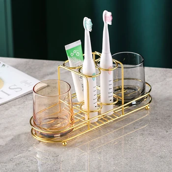 

Creative Household Bathroom Set Double Couple Toothbrush Holder Tooth Wash Cup Set Storage Rack Bathroom Accessories Set LD137
