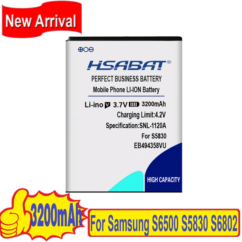 Аккумулятор HSABAT 3200 мАч для Samsung Galaxy Y Duos S6102 Mini 2 S5830 S6500 S6802 Ace Plus S7500 S7508
