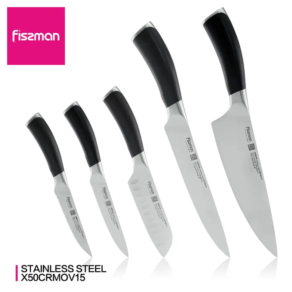 

FISSMAN Kronung Series German steel Kitchen Knives with ABS Handle-Utility Santoku Slicing Chef Knife