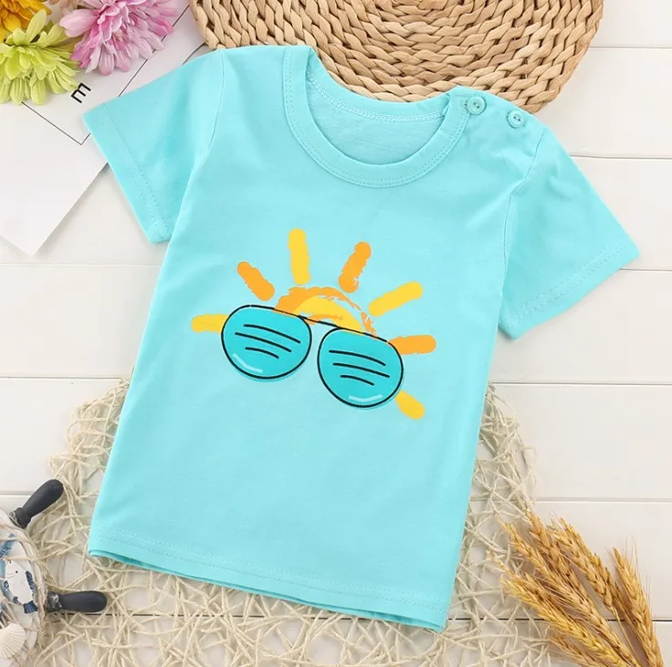 Baby Kids Tops Boys and Girls Short Sleeve T-shirt 9M-24M Cartoon Cotton Tee