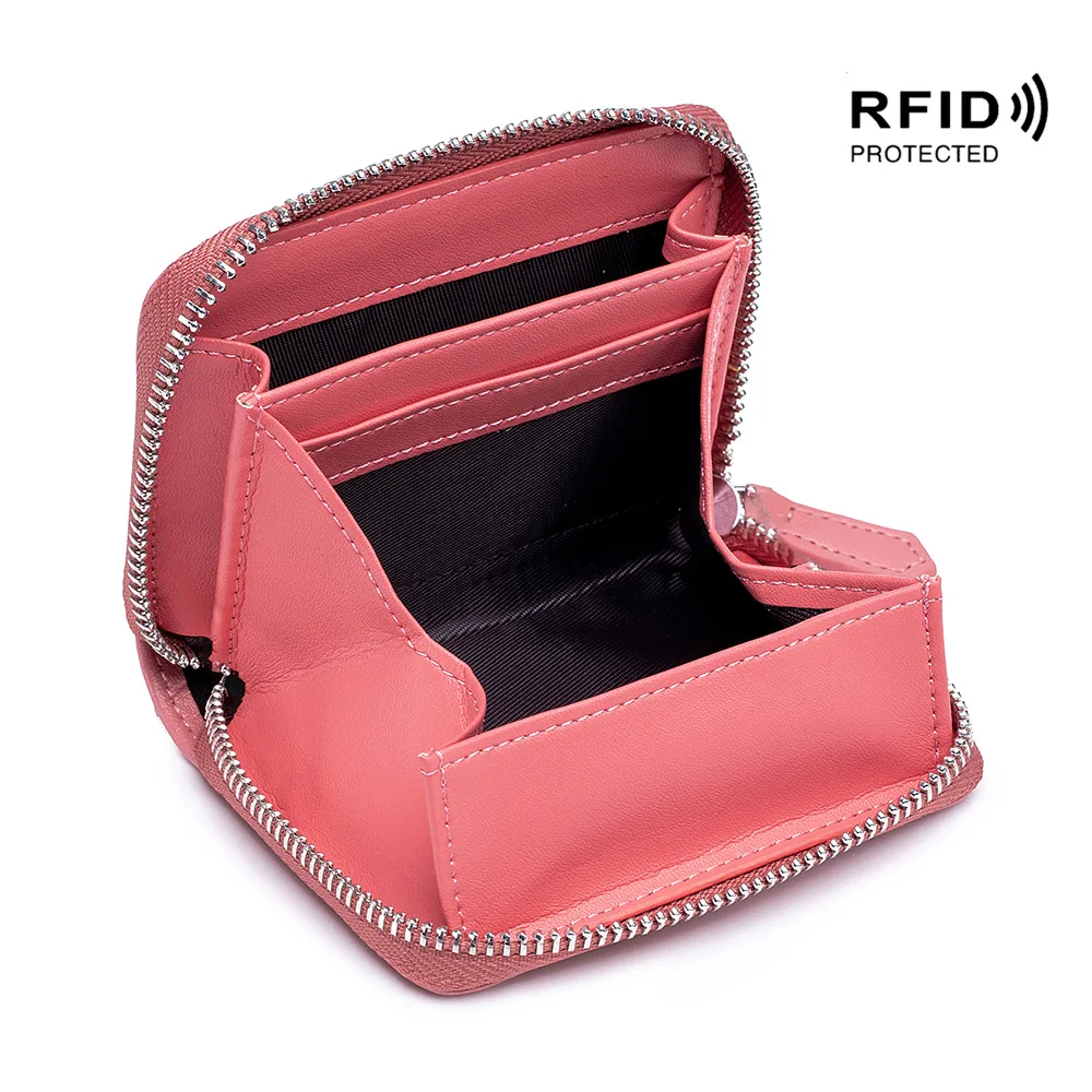 Japanese Style Coin Purse Leather R-fid Anti-theft Brush Men and Women Zipper Coin Storage Classification Coin Purse