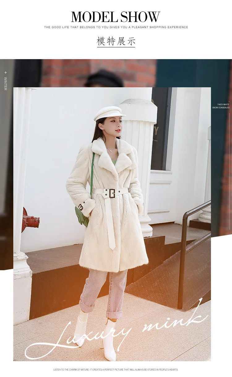 new female mink fur coat jacket suit collar whole mink 1008