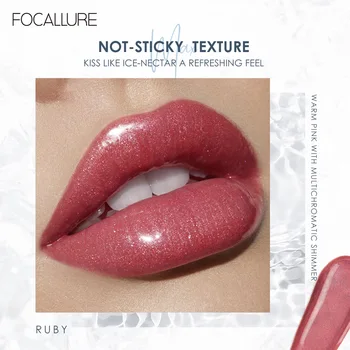 

FOCALLURE Plumper Lip gloss last Glitter lip tint glossy waterproof cosmetics not-sticky contain liquid Moisture Lipgloss base