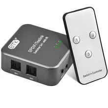 Conmutador TOSLINK 3x1 EMK SPDIF con mando a distancia IR, Selector de Audio óptico Digital, caja de 3 vías para DVD ps4(3 entradas a 1 salida)