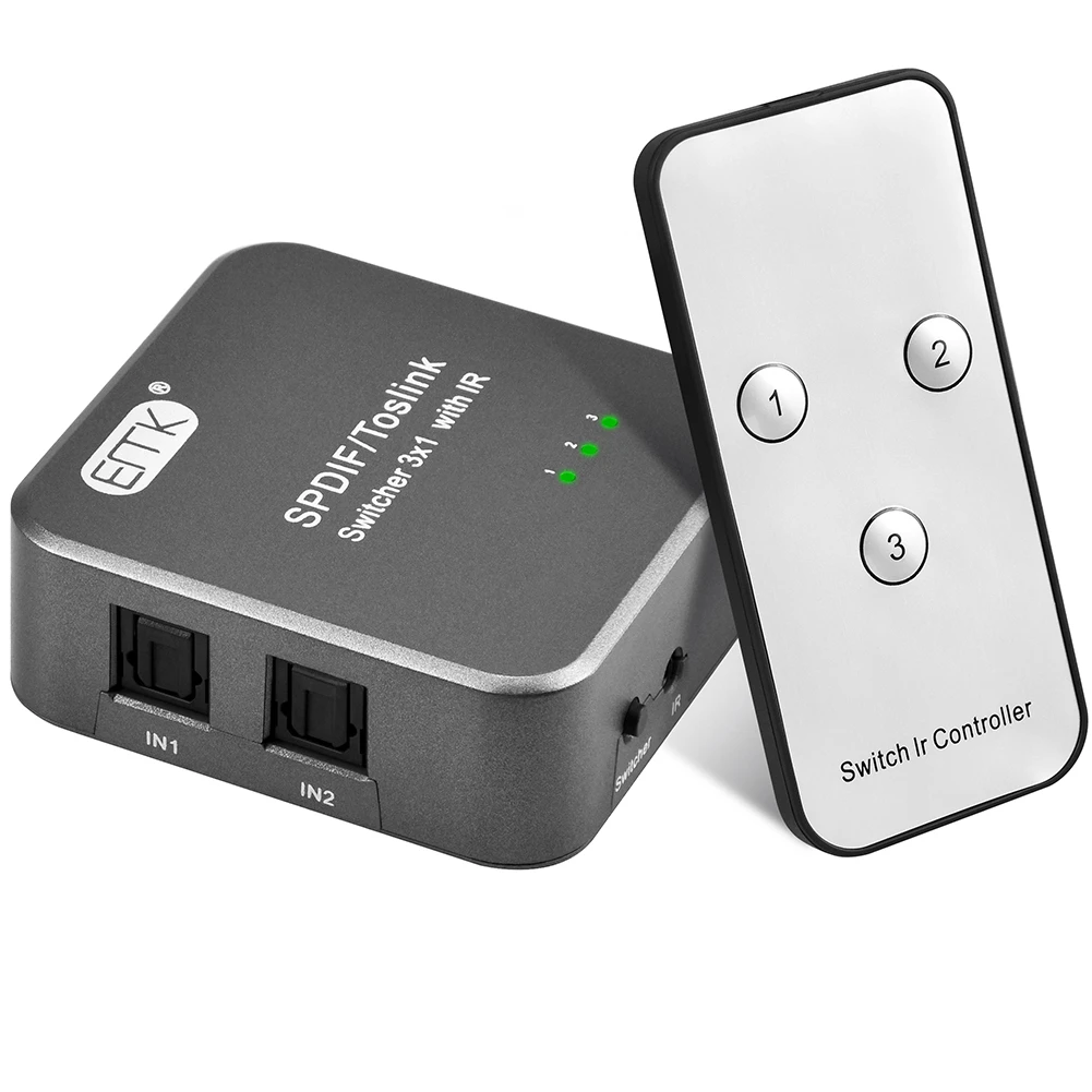 Emk Conmutador Spdif Toslink 3x1 Con Mando A Distancia Ir Selector De Audio Optico Digital Caja De 3 Vias Para Dvd Ps4 3 Entradas A 1 Salida Aliexpress