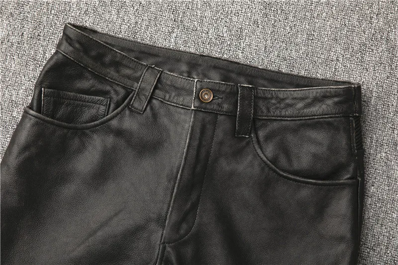 Men's Motorcycle R distress vintage Leather Motorcycle Pants 3