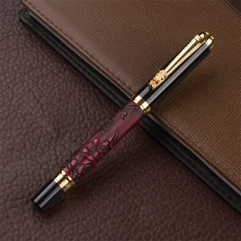 

luxury 891 Red Fountain Pen Grape Embossed Pattern Golden Drogon Clip Medium Nib Signature Writing Pen for Office Business