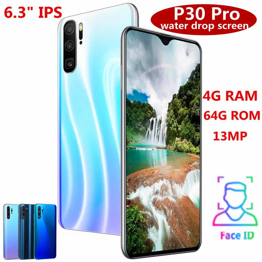 P30 Pro 6," экран капли воды четырехъядерный смартфон 4 грамма 64 Гб ПЗУ 13 МП распознавание лица разблокированный android celular Мобильные телефоны по всему миру