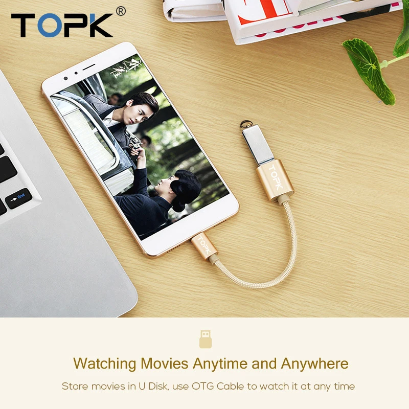 TOPK USB C адаптер OTG кабель type C к USB 3,0 Thunderbolt 3 OTG type-C адаптер для samsung One Plus MacBook USBC OTG