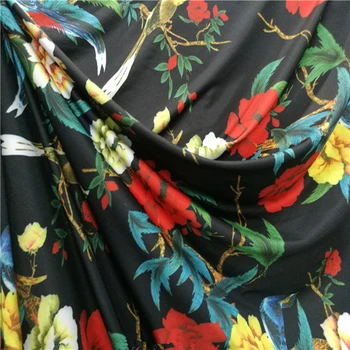 

Rose Flower Print Cloth Fabric For Sewing Dance Dress 2020 High quality DIY Cloth Fabric Material