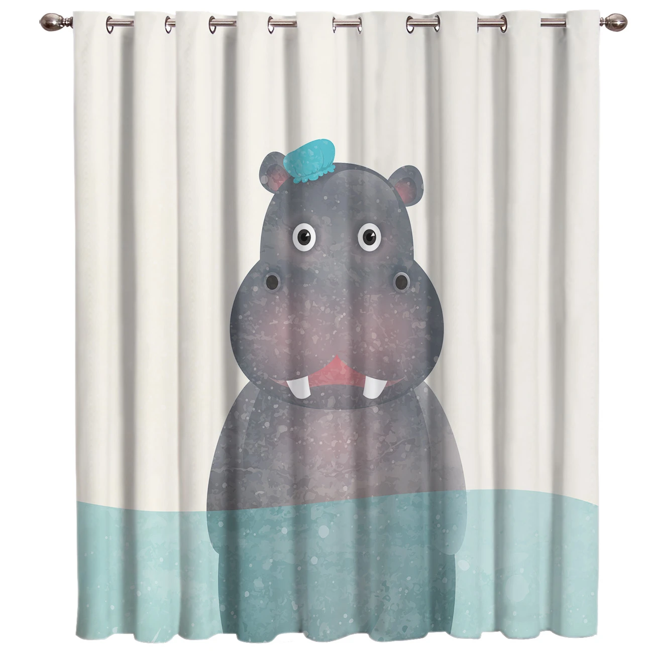 Hippopotamus Bathing Animal Theme Room Curtains Large Window Window Curtains Dark Living Room Bathroom Blackout Outdoor Bedroom Curtains Aliexpress