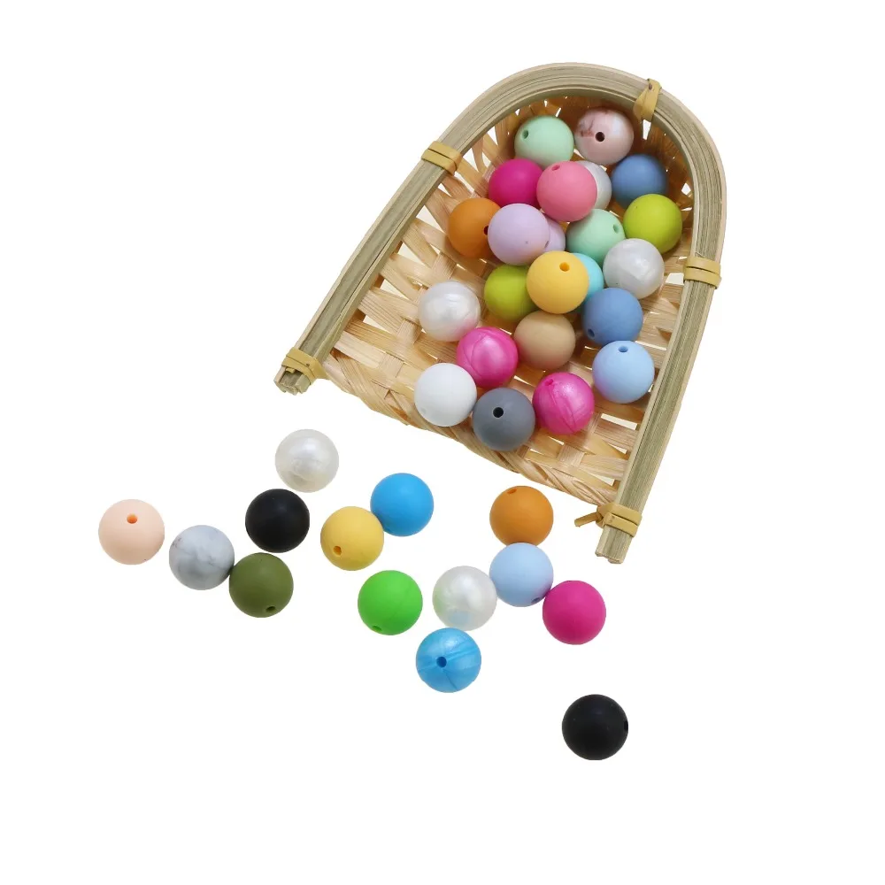 100pc 15mm Loose Silicone Beads for Teething Necklace baby Beads For chew Teether BPA free Loose Beads teether