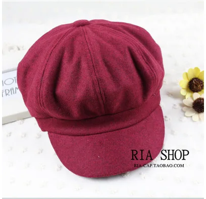 Новинка, Корейская стильная женская шапка, весна и осень, повседневный Универсальный шерстяной берет, шапка в британском ретро стиле, восьмиугольная шапка