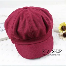 Новинка, Корейская стильная женская шапка, весна и осень, повседневный Универсальный шерстяной берет, шапка в британском ретро стиле, восьмиугольная шапка