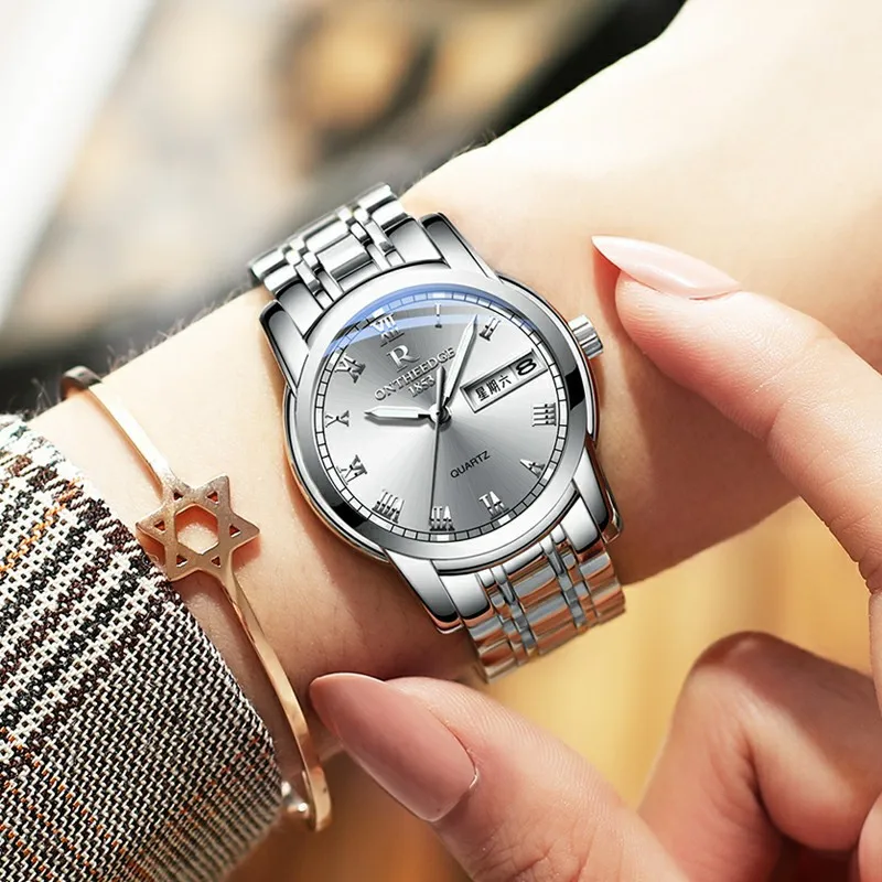 Ruizhiyuan Band Steel Watch Men's and Women's Genuine Quartz Watch Three-pin Business Non-Mechanical Watch 